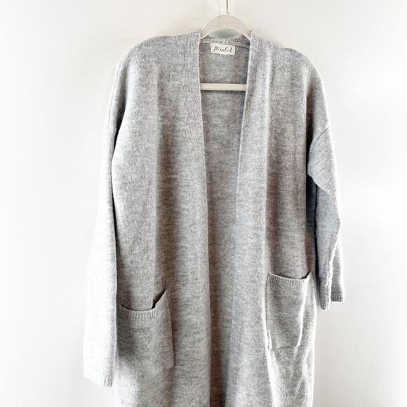 Marled Long Sleeve Open Duster Cardigan Sweater Gray Medium - Picture 9 of 9